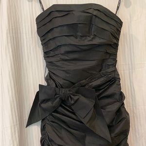 Betsey Johnson Black Ruched Evening Dress w Bow